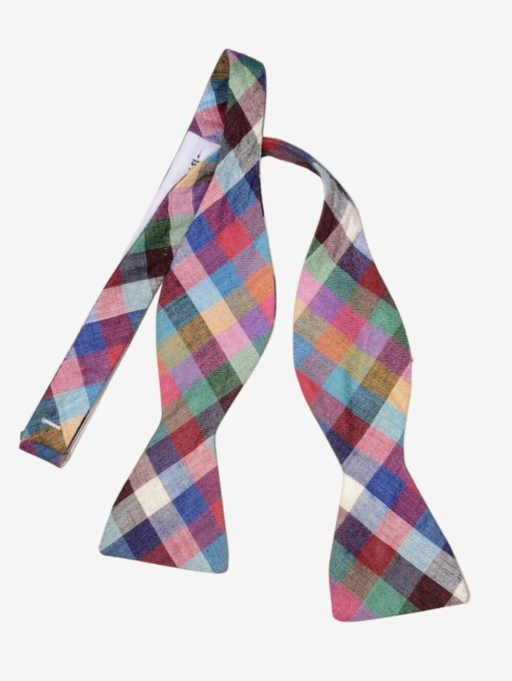 The Original Adjustolox Madras Plaid Cotton Bow Tie  Adjustable 13 3/4-16 3/4
